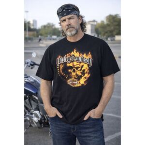 Harley Davidson Burning Skull  T-Shirt  XL Monroe LA 2009